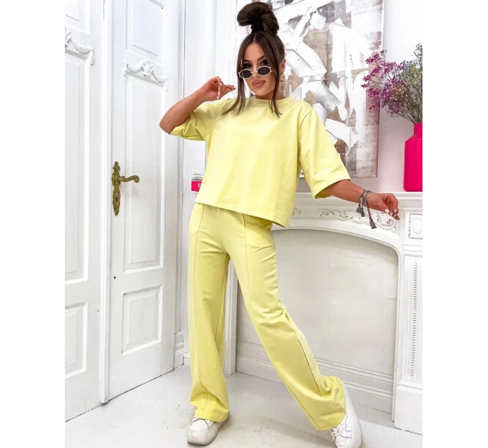Žlutý dámský bavlněný oversize komplet model 21151857 - Moon
