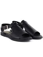 Dámské kožené sandály černé model 22099485 Dámské kožené sandály černé model 22099485