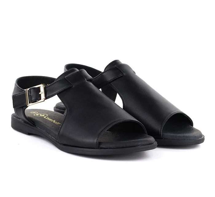 Dámské kožené sandály černé model 22099485 Dámské kožené sandály černé model 22099485