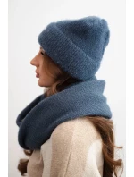Dámská souprava s čepicí a nákrčníkem z měkké džínové pleteniny jeansový