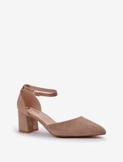 Semišové Lodičky Na Podpatku Tmavě Béžové Promise
