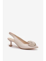 Kožené Elegantní Lodičky Na Podpatku Béžové model 21686772 - CheBello Kožené Elegantní Lodičky Na Podpatku Béžové model 21686772 - CheBello