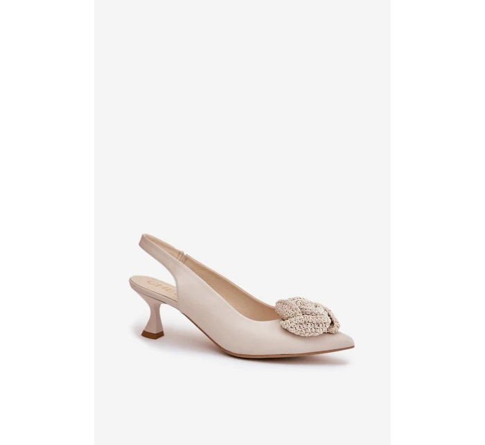 Kožené Elegantní Lodičky Na Podpatku Béžové model 21686772 - CheBello Kožené Elegantní Lodičky Na Podpatku Béžové model 21686772 - CheBello