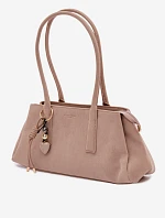 Eko semišová kabelka s přívěskem Béžová Nelina