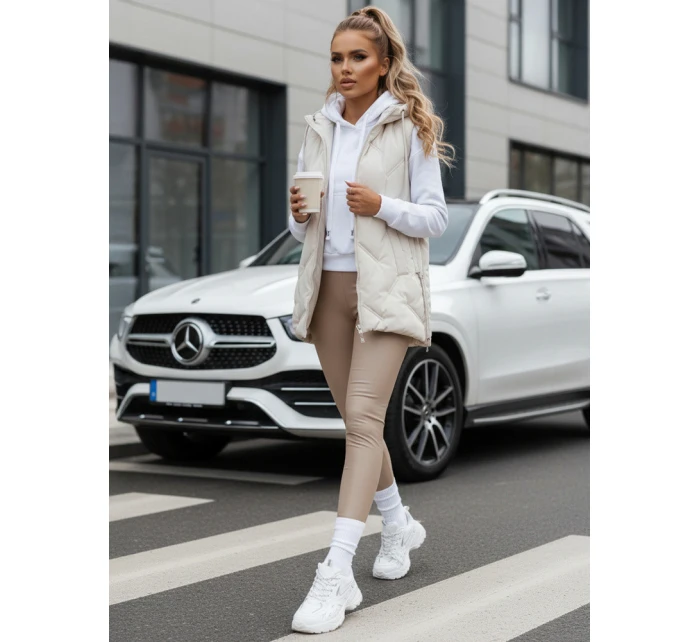 Dámská prošívaná vesta s kapucí bílá FashionStreet TY5108