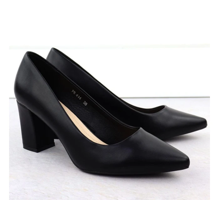 Dámské černé lodičky Sergio Leone s jehlovým podpatkem PB414