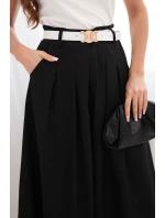 Dámská viskózová sukně s páskem a záhyby černá Dámská viskózová sukně s páskem a záhyby černá