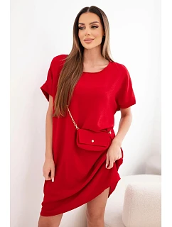 Dámské šaty s krátkým rukávem a model 22064463 na řetízku bordó - K-Fashion
