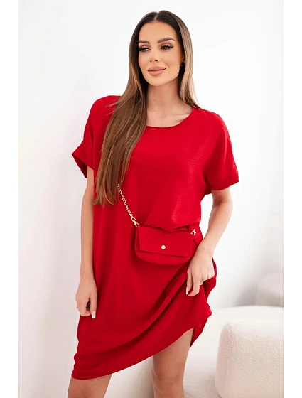 Dámské šaty s krátkým rukávem a model 22064463 na řetízku bordó - K-Fashion