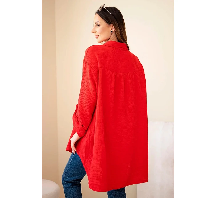 Bavlněná mušelínová košile Plus Size světle bordová Bavlněná mušelínová košile Plus Size světle bordová