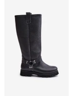 Kožené dámské holínky nad kolena černé Lewski 3615 Kožené dámské holínky nad kolena černé Lewski 3615