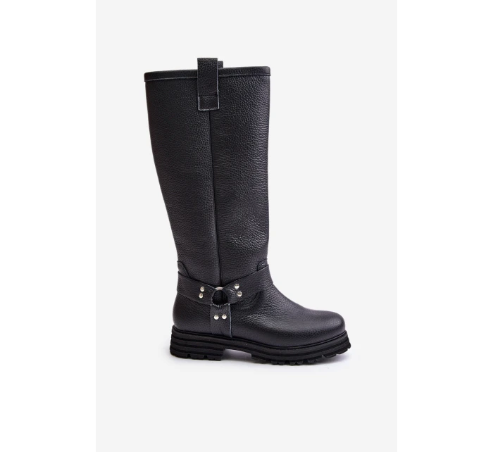 Kožené dámské holínky nad kolena černé Lewski 3615 Kožené dámské holínky nad kolena černé Lewski 3615