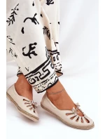 Ploché baleríny z přírodní kůže model 21686523 béžové - Zazoo