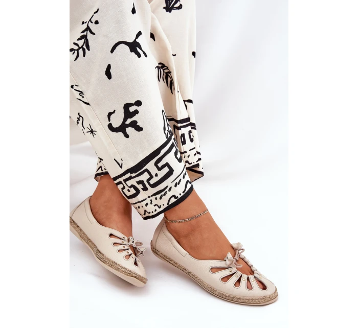 Ploché baleríny z přírodní kůže model 21686523 béžové - Zazoo