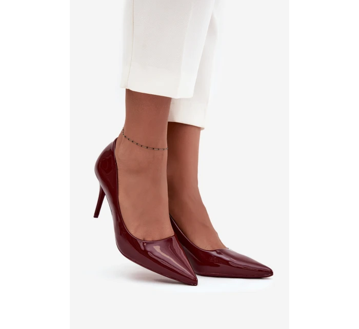 Lakované ekokůže dámské lodičky s  bordó model 21711357 - Boto