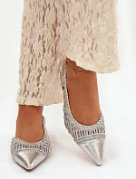 Dámské sandály s pletením na klíně stříbrné Nivorra