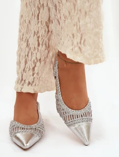 Dámské sandály s pletením na klíně stříbrné Nivorra