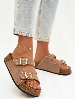 Dámské pantofle se zlatými a knoflíky Khaki model 21919020 - Boto