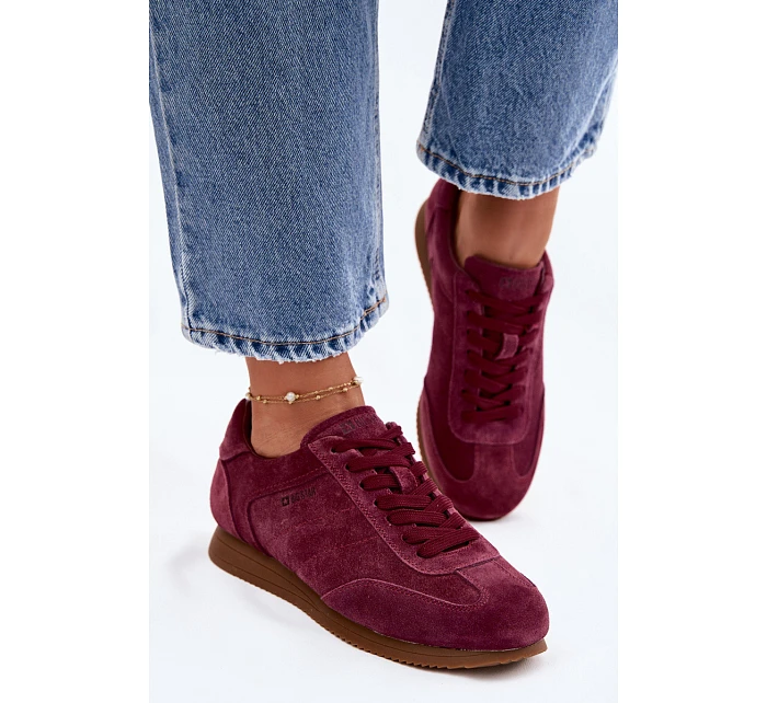 Tenisky z pravé semišové kůže Big Star TT274227 Bordó
