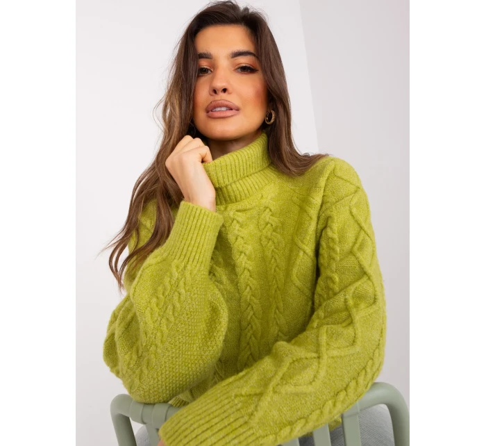 Sweter AT SW  oliwkowy model 20218519 - FPrice