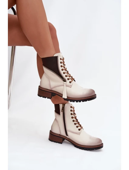 Dámské kotníkové boty Vinceza – béžové, zateplené, na podpatku typu “klocek” Dámské kotníkové boty Vinceza – béžové, zateplené, na podpatku typu “klocek”