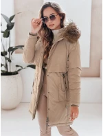 Dámská zimní bunda parka s kapucí, velbloudí barva Dstreet model 21991270 - FashionStreet