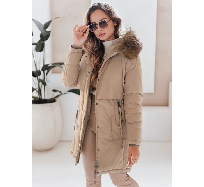 Dámská zimní bunda parka s kapucí, velbloudí barva Dstreet model 21991270 - FashionStreet