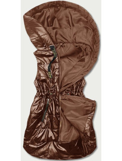 Lesklá vesta v karamelové barvě s kapucí model 19576582 - S'WEST