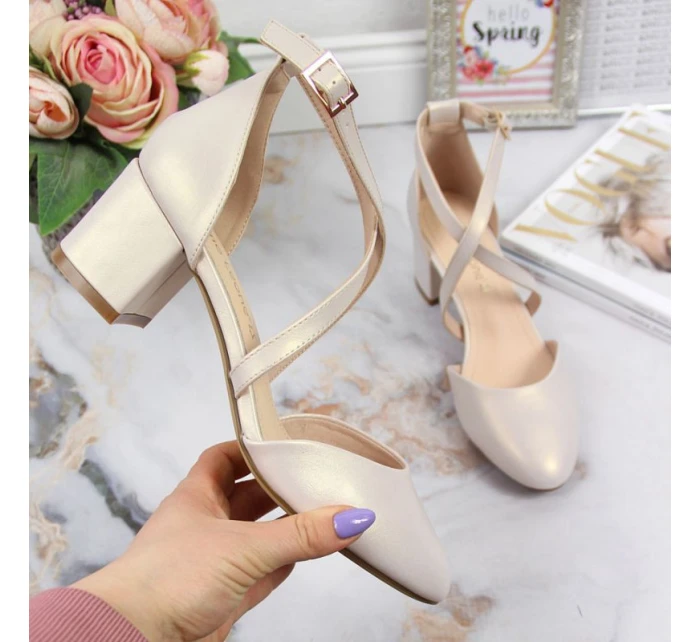 Sergio Leone W SK365B perleťové béžové sandály s pásky