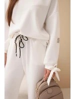 Dámská souprava máslová z viskózy s vázáním ecru