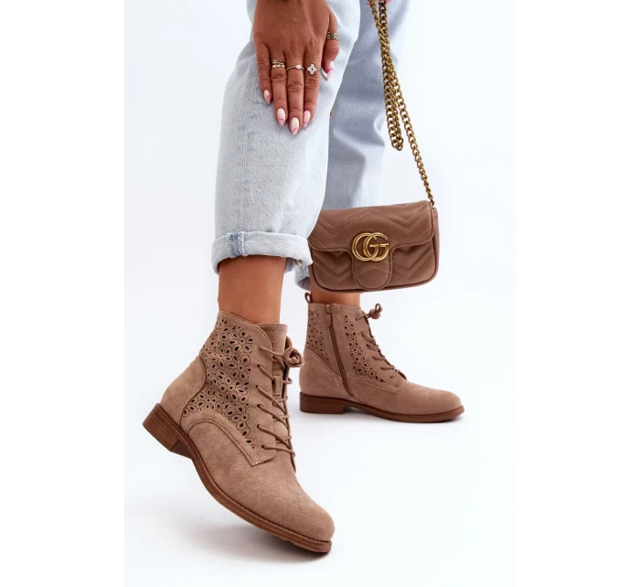 S.Barski Dámské kotníkové boty se vzorem, béžová S.Barski Dámské kotníkové boty se vzorem, béžová