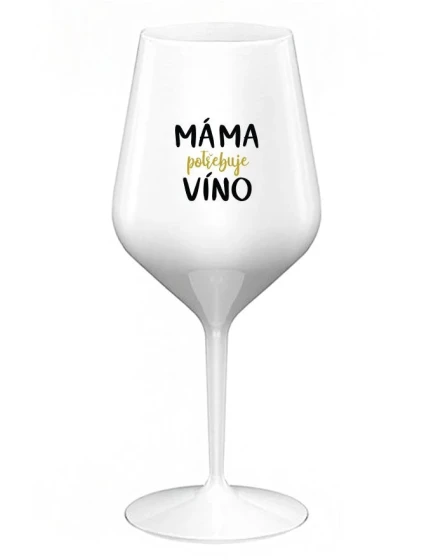 MÁMA POTŘEBUJE VÍNO - bílá nerozbitná sklenice na víno 470 ml MÁMA POTŘEBUJE VÍNO - bílá nerozbitná sklenice na víno 470 ml