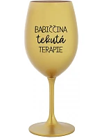 BABIČČINA TEKUTÁ TERAPIE - zlatá sklenice na víno 350 ml