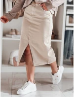 Džínová maxi sukně s rozparkem MIDIWAY béžová FashionStreet CY0479