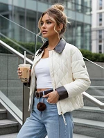 Dámská prošívaná bunda v barvě ecru FashionStreet TY5621