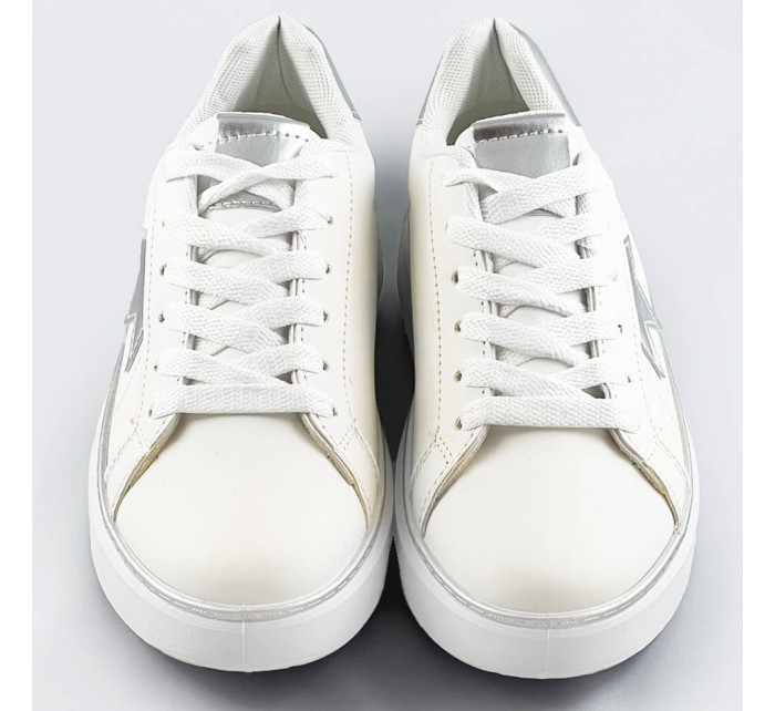 Bílo-stříbrné šněrovací tenisky sneakers s hvězdičkou (BB126L)
