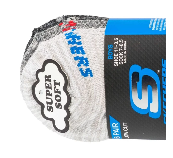 Skechers 6ks Chlapecké ponožky bez froté S112222-GRY Grey 31-34 Skechers 6ks Chlapecké ponožky bez froté S112222-GRY Grey 31-34