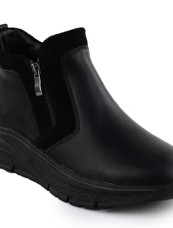 Dámské kožené zateplené boty na zip černé model 21905689 - FILIPPO