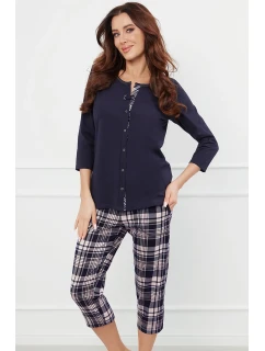 Italská móda Dona r.3/4 sp.3/4 barva:tmavě modrá/potisk