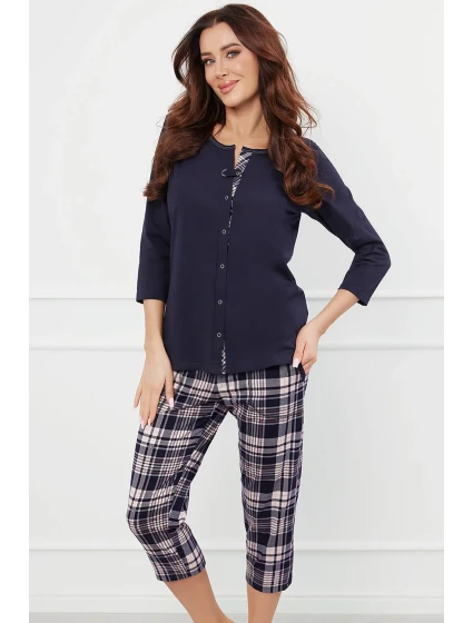 Italská móda Dona r.3/4 sp.3/4 barva:tmavě modrá/potisk Italská móda Dona r.3/4 sp.3/4 barva:tmavě modrá/potisk