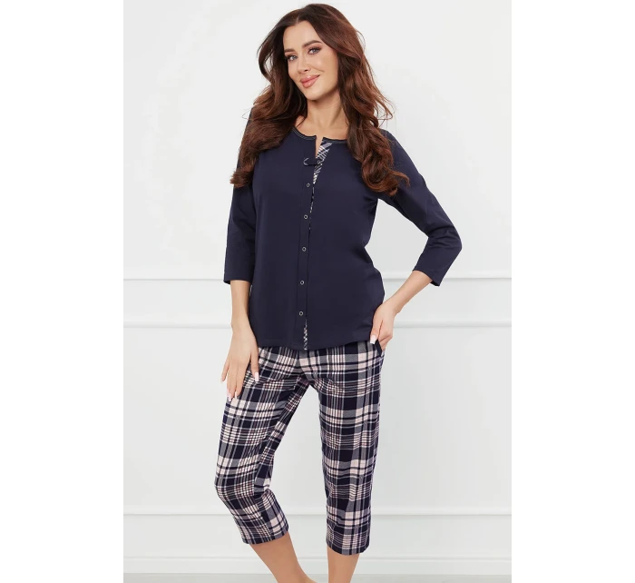 Italská móda Dona r.3/4 sp.3/4 barva:tmavě modrá/potisk Italská móda Dona r.3/4 sp.3/4 barva:tmavě modrá/potisk