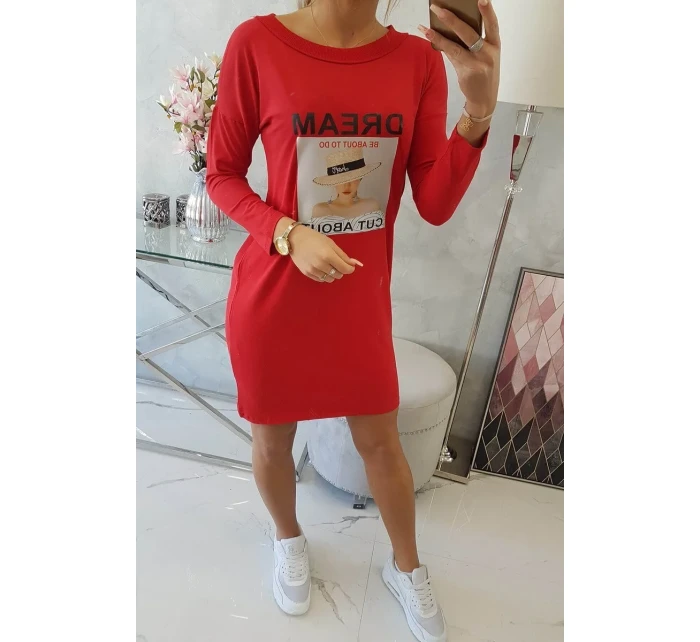 Šaty s potiskem Dream červené Šaty s potiskem Dream červené