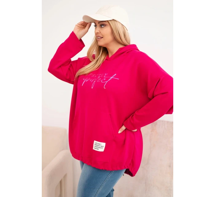 Dámská mikina Plus Size s kapucí a potiskem fuchsie