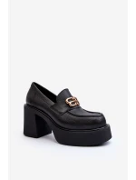 Zazoo 20170 Kožené Dámské Polobotky na Podpatku Černé