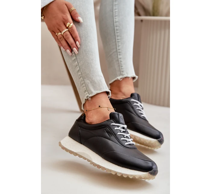 Dámské Sneakers Sportovní Obuv Z Eko Kůže Big Star OO274024 Hi-Poly System Černé