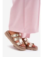 Dámské Pantofle Z Přírodní Kůže Na Platformě Zazoo 40440 Zlaté Dámské Pantofle Z Přírodní Kůže Na Platformě Zazoo 40440 Zlaté