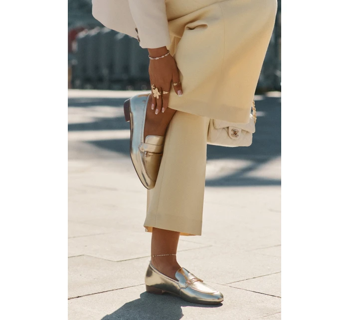 Kožené Polobotky Mokasíny Dámské Maciejka K6809-25 Zlaté