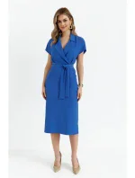 model 20589674 Košilové šaty s páskem na zavázání modré - STYLOVE