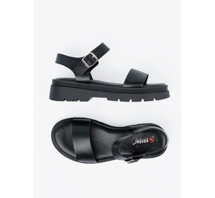 Pěkné  sandály černé dámské platforma