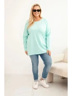 Dámská blůza Plus Size bavlněná s kulatým výstřihem mátová Dámská blůza Plus Size bavlněná s kulatým výstřihem mátová